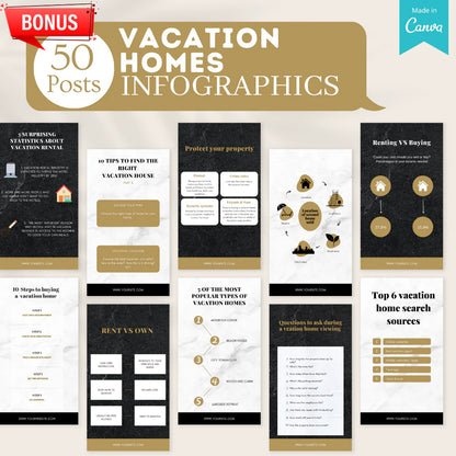 200 Vacation Homes Posts - Social Media Templates