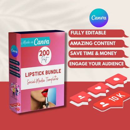 200 Lipstick Bundle Posts - Social Media Canva Templates