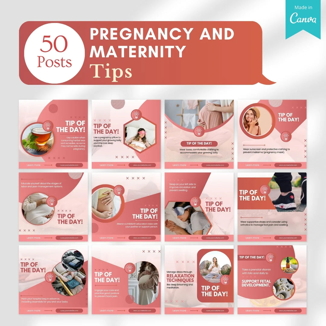 500 Pregnancy and Maternity Posts - Canva Editable Templates