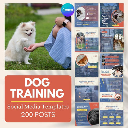 200 Dog Training Posts - Social Media Canva Templates