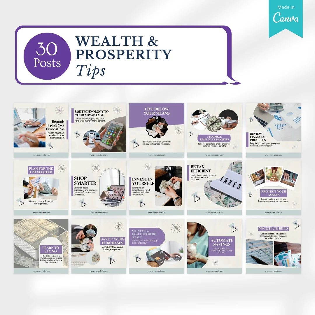 200 Wealth and Prosperity Posts - Social Media Templates