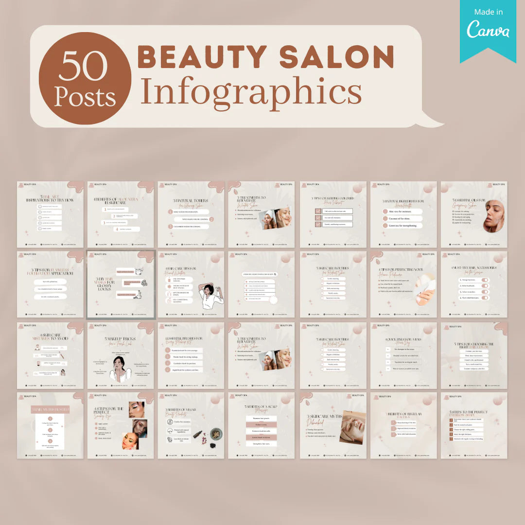 600 Beauty Salon Posts- Social Media Templates