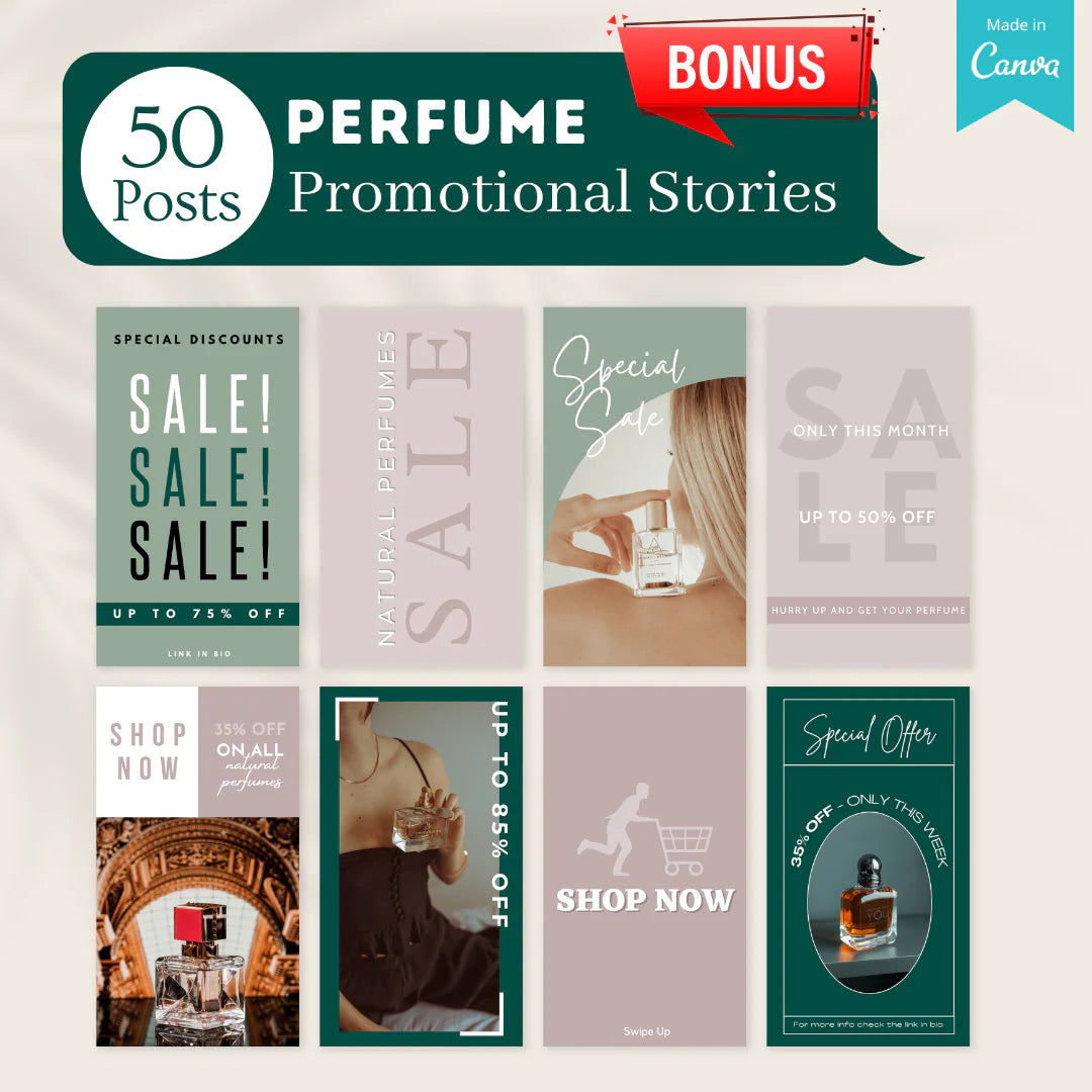 200 Perfume Posts - Social Media Canva Templates