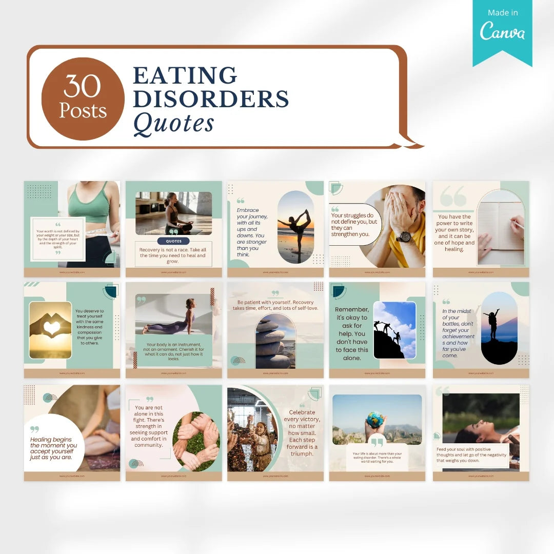 200 Eating Disorders Posts - Social Media Templates