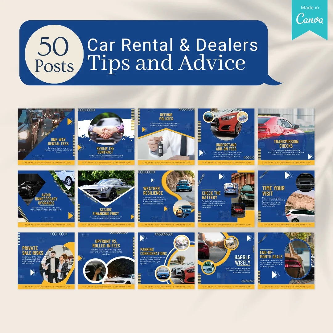 500 Car Rentals & Dealers Posts - Social Media Templates