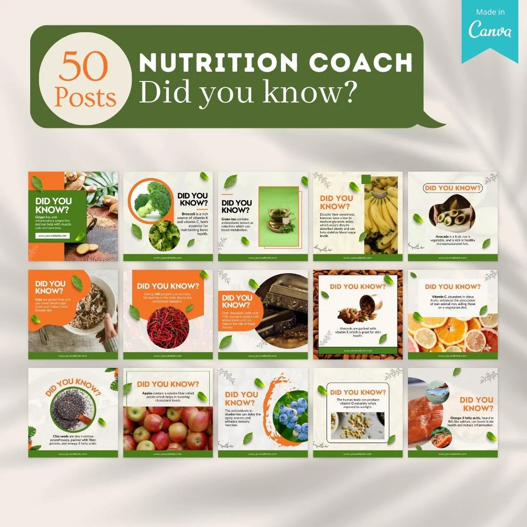 500 Nutrition Coach Posts - Social Media Templates