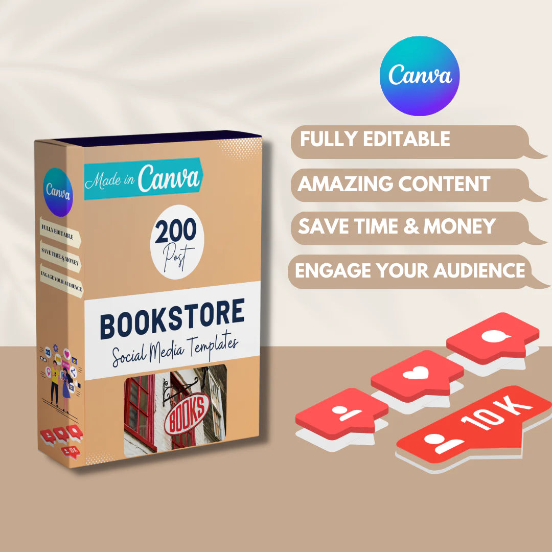 200 Bookstore Posts - Social Media Canva Templates