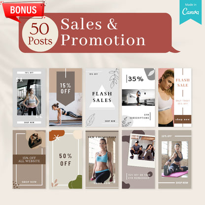 300 Fitness Stories Posts - Social Media Templates