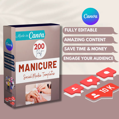 200 Manicure Posts - Social Media Canva Templates