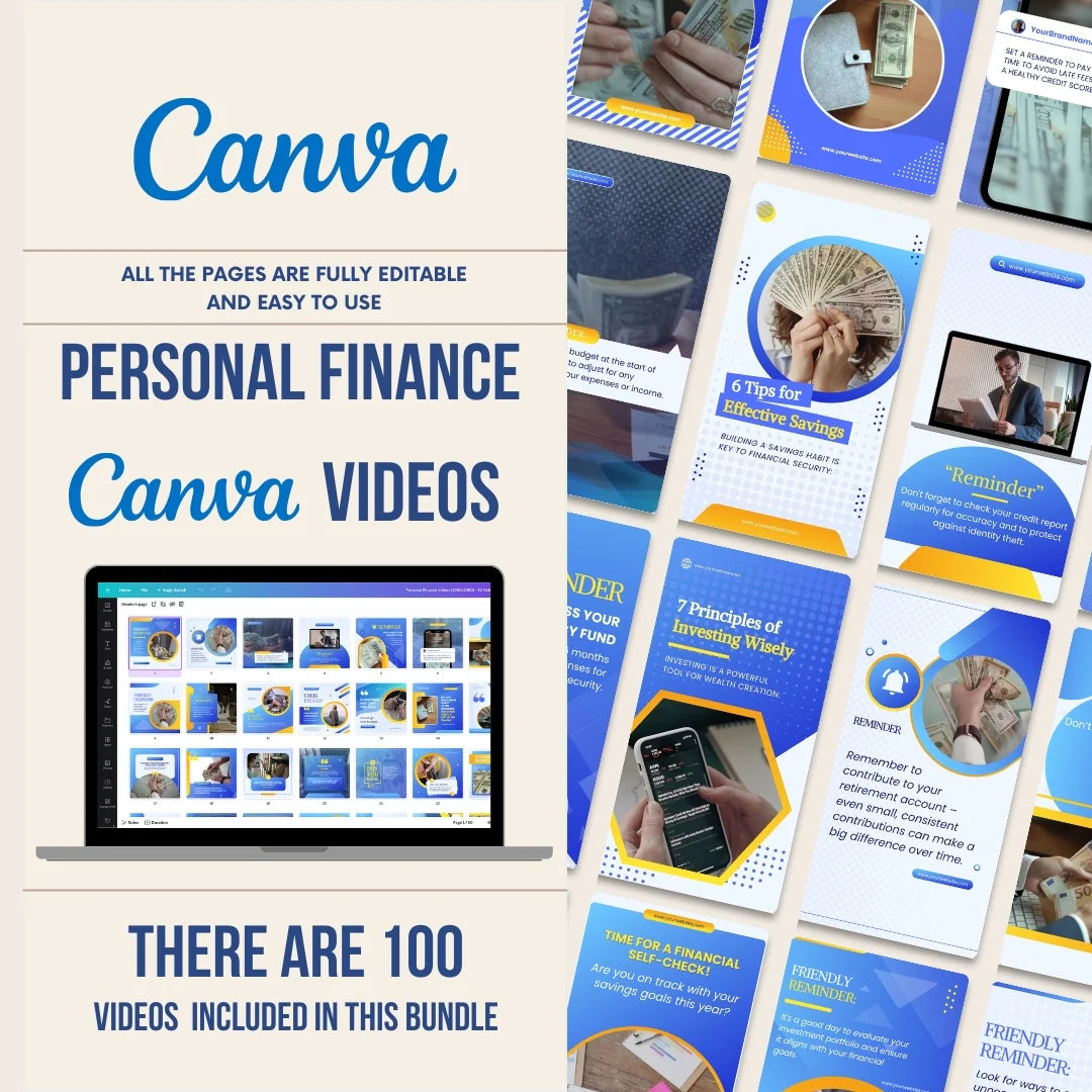 100 Personal Finance Video Templates Bundle