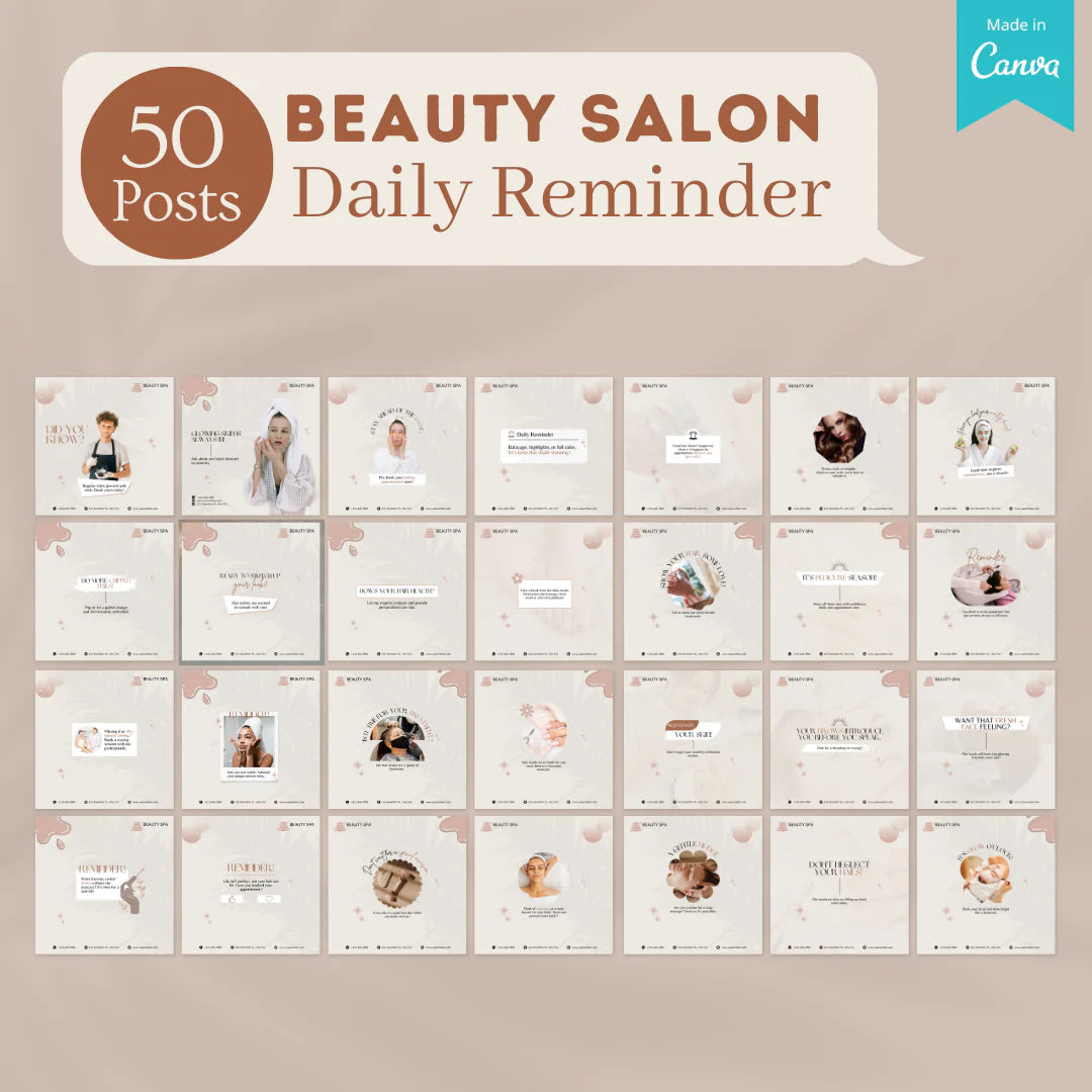 600 Beauty Salon Posts- Social Media Templates