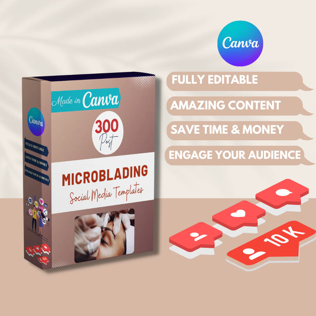 300 Microblading Posts - Social Media Canva Templates