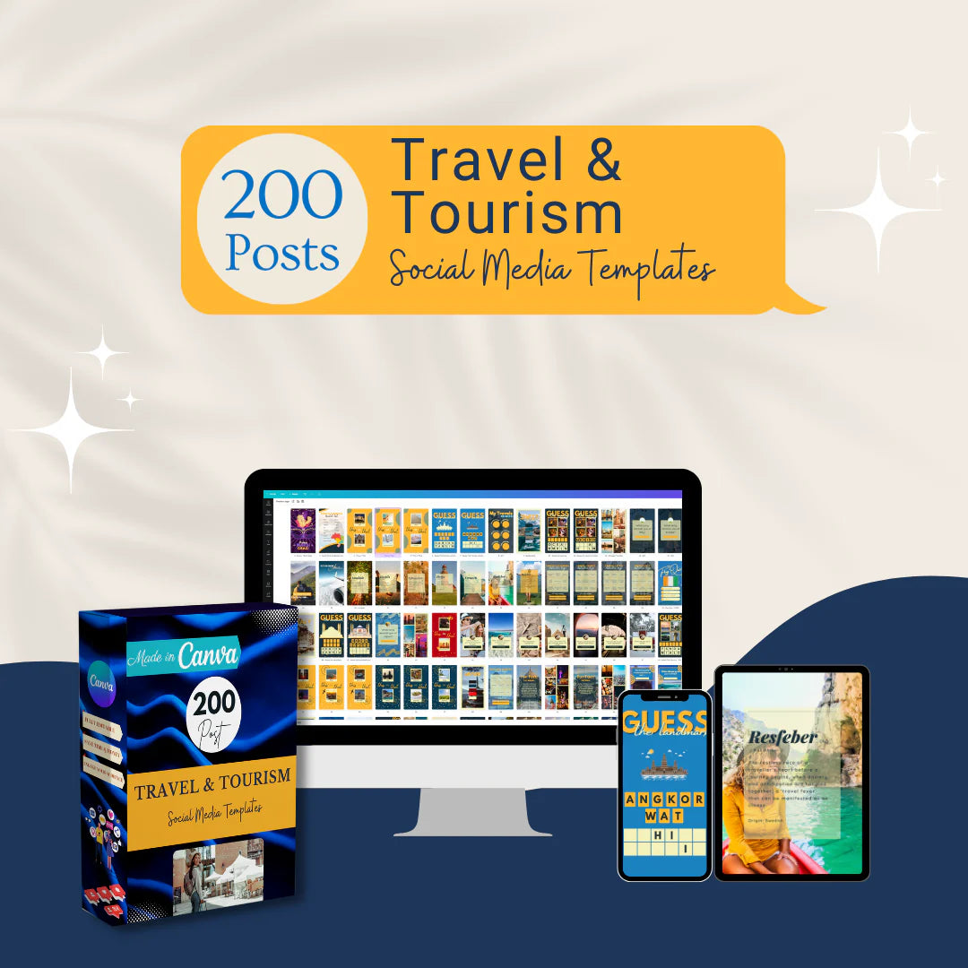 200 Travel & Tourism Posts - Social Media Templates