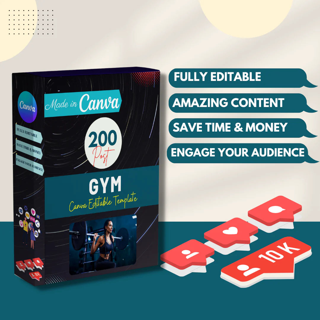 200 GYM Posts - Canva Editable Templates