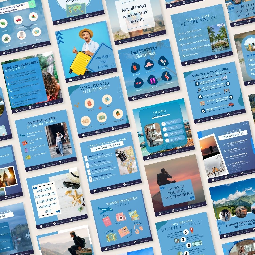 160 Travel Posts (vol. 2) -Social Media Templates