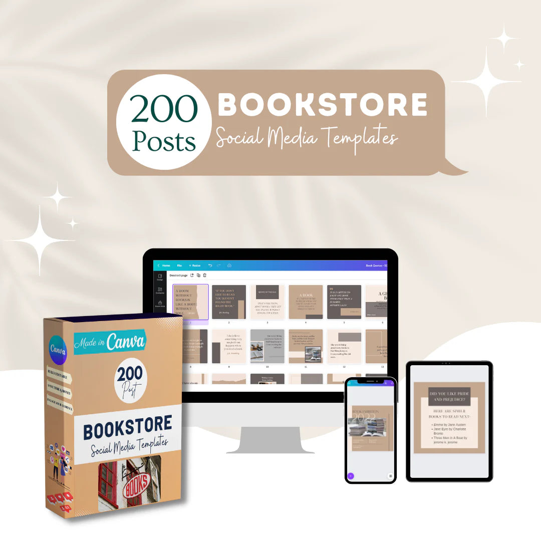 200 Bookstore Posts - Social Media Canva Templates