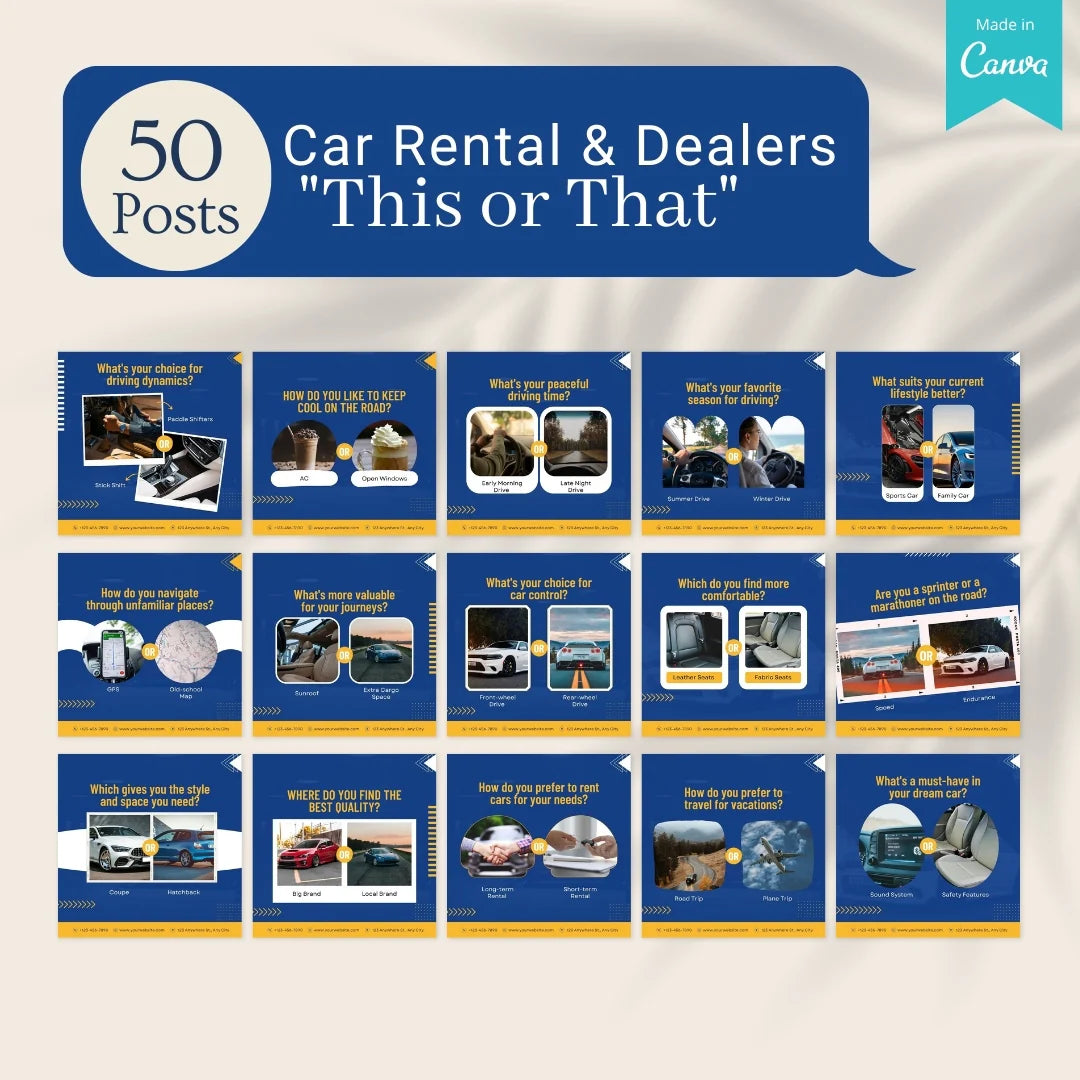 500 Car Rentals & Dealers Posts - Social Media Templates