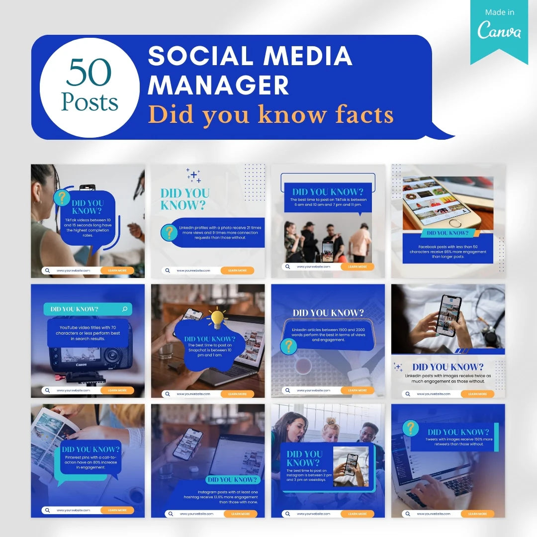 500 Social Media Manager Posts - Canva Templates