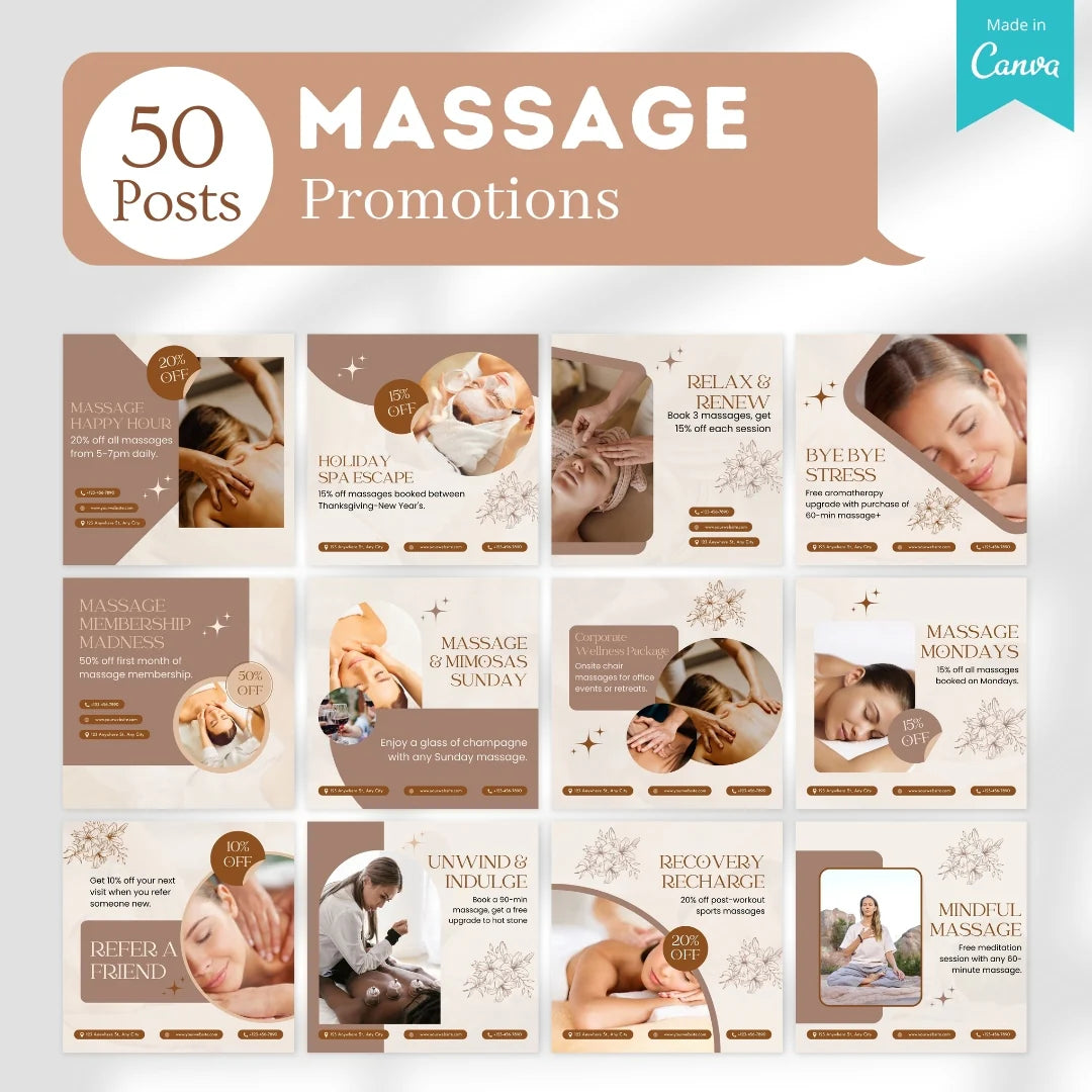 500 Massage Center - Social Media Canva Templates