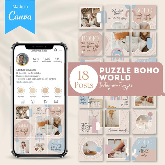 Puzzle Boho World - Canva Templates