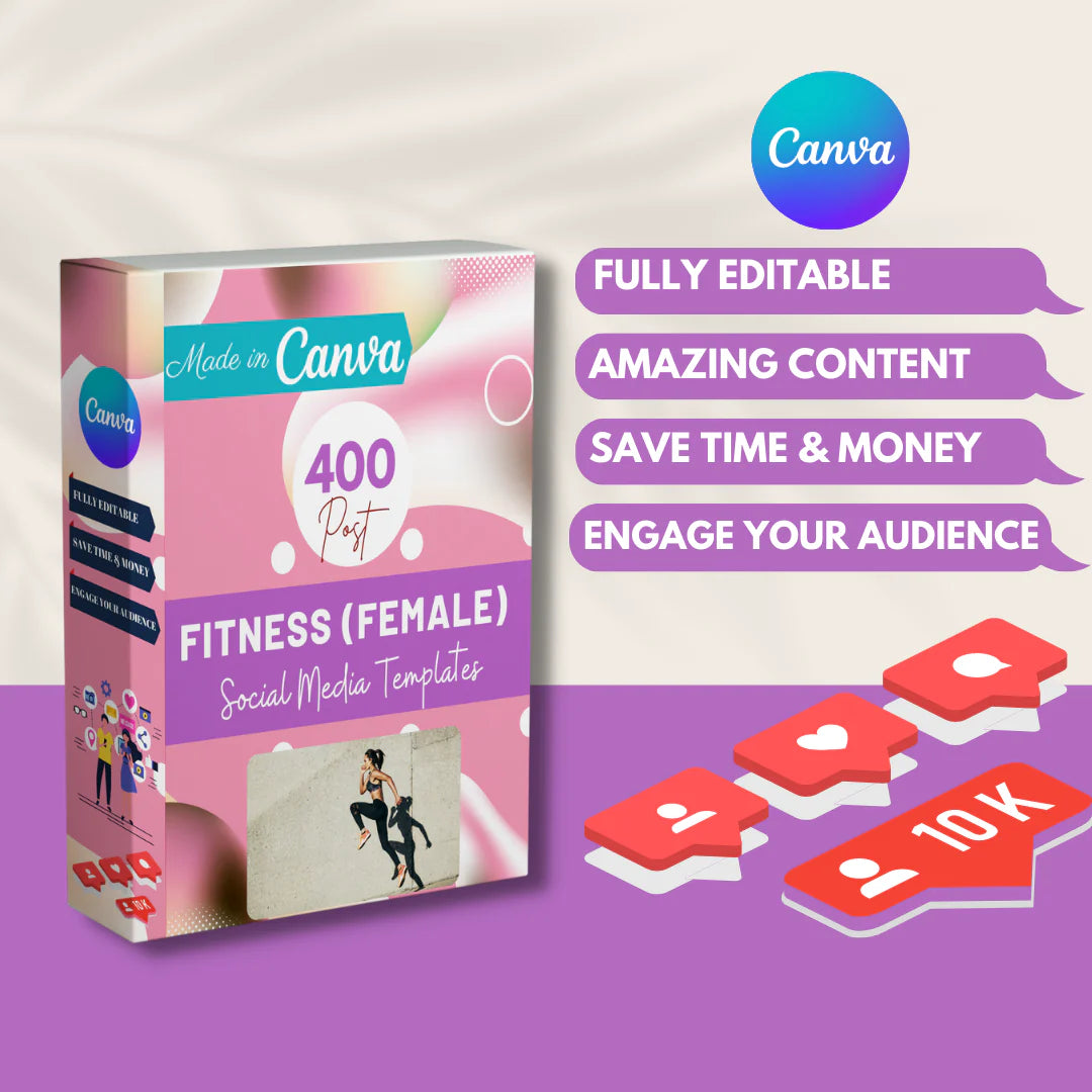 400 Fitness (Female) Posts - Social Media Templates