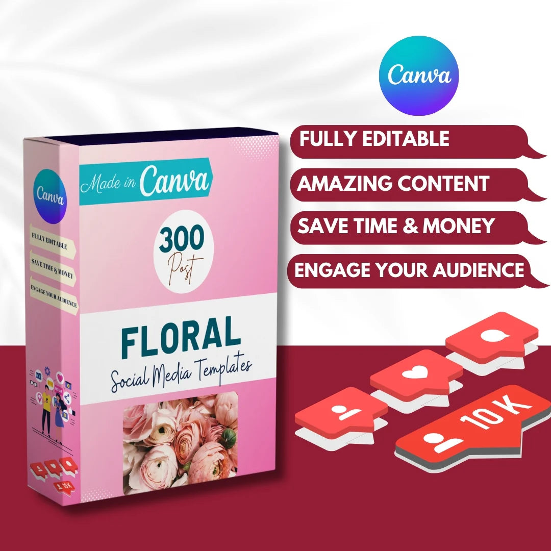 300 Floral Posts - Social Media Canva Templates