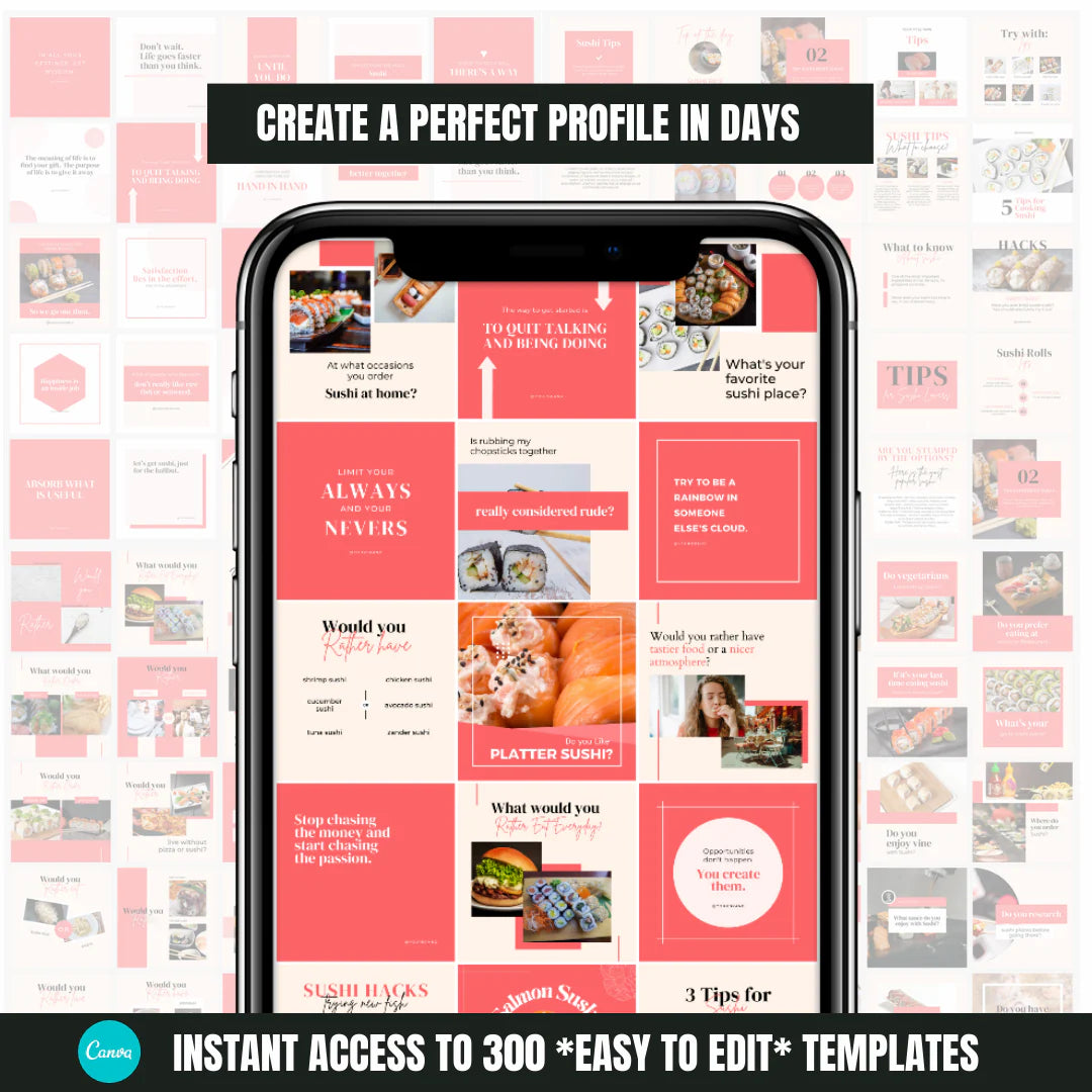 300 Sushi Posts - Social Media Templates