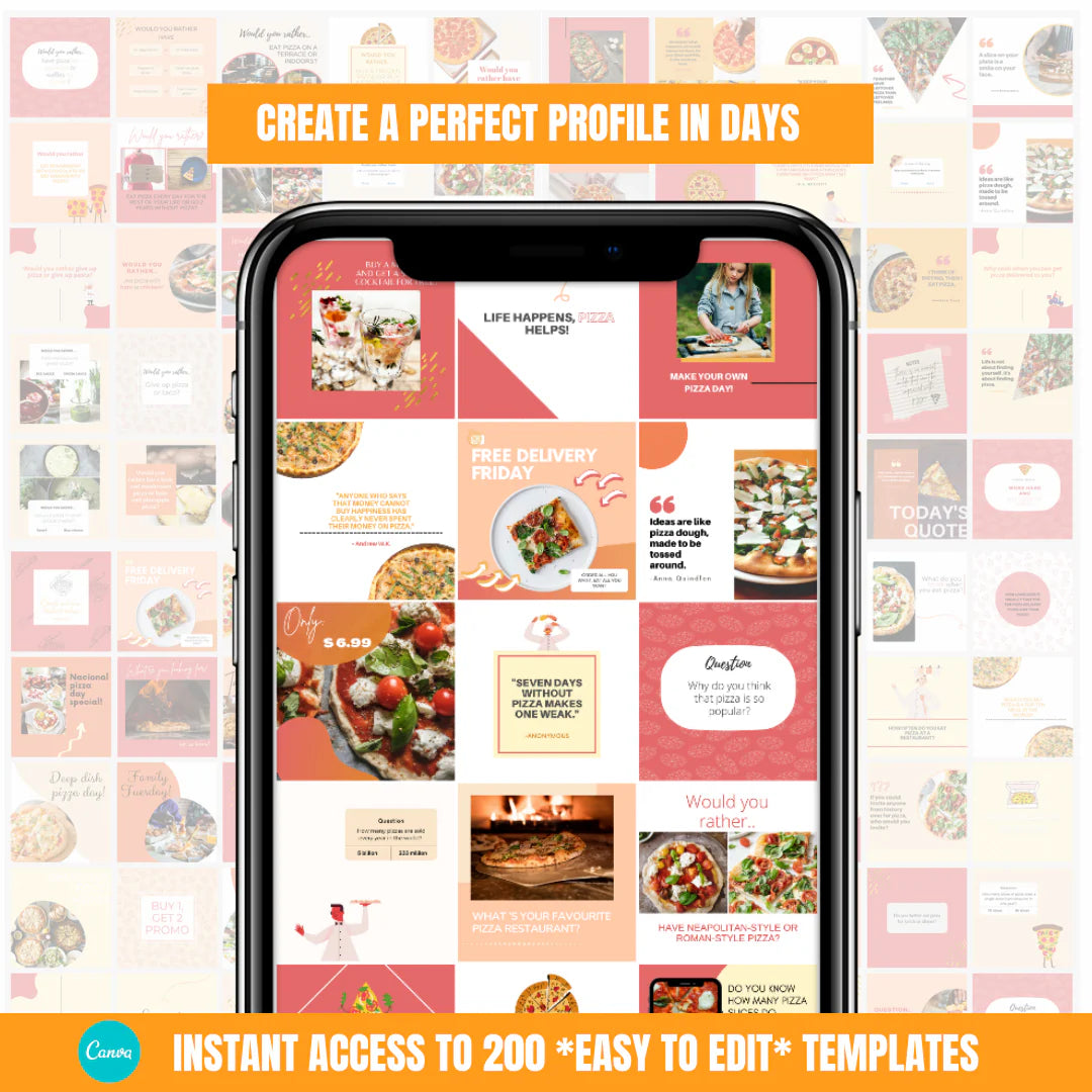 200 Pizza Posts - Social Media Templates