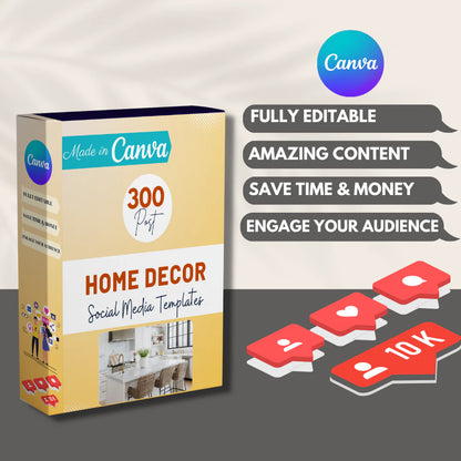 300 Home Decor Posts - Social Media Canva Templates