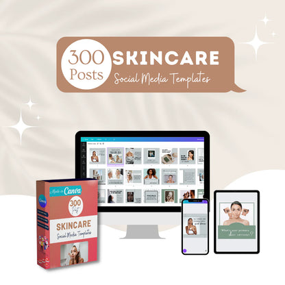 300 Skincare Posts - Social Media Canva Templates