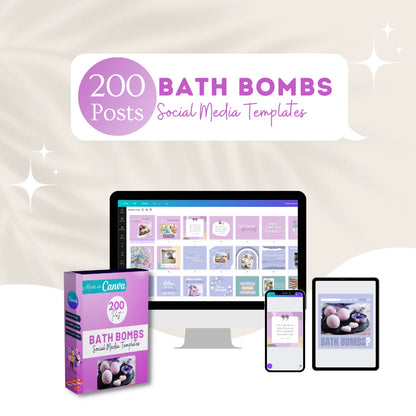 200 Bath Bombs Posts - Social Media Canva Templates