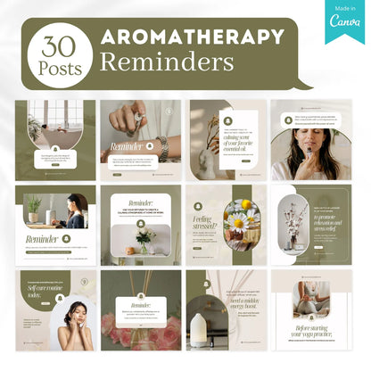 300 Aromatherapy Posts - Social Media Canva Templates