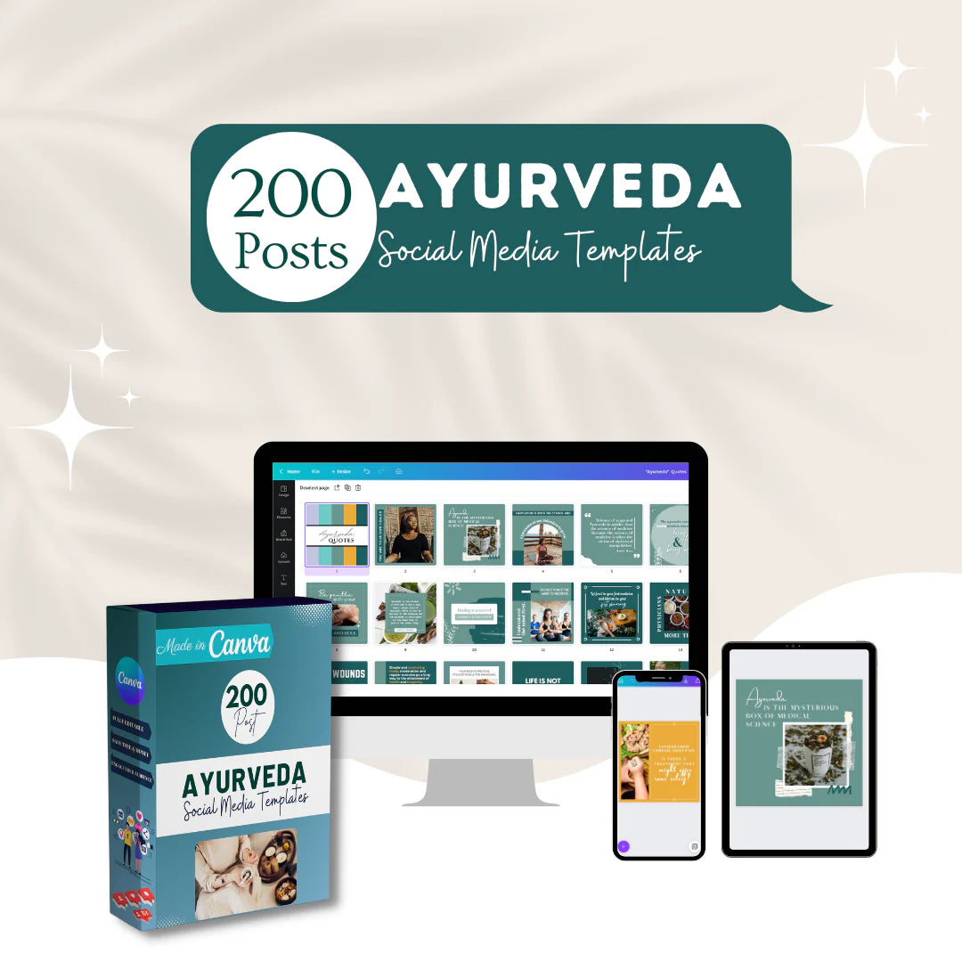 200 Ayurveda Posts - Social Media Canva Templates