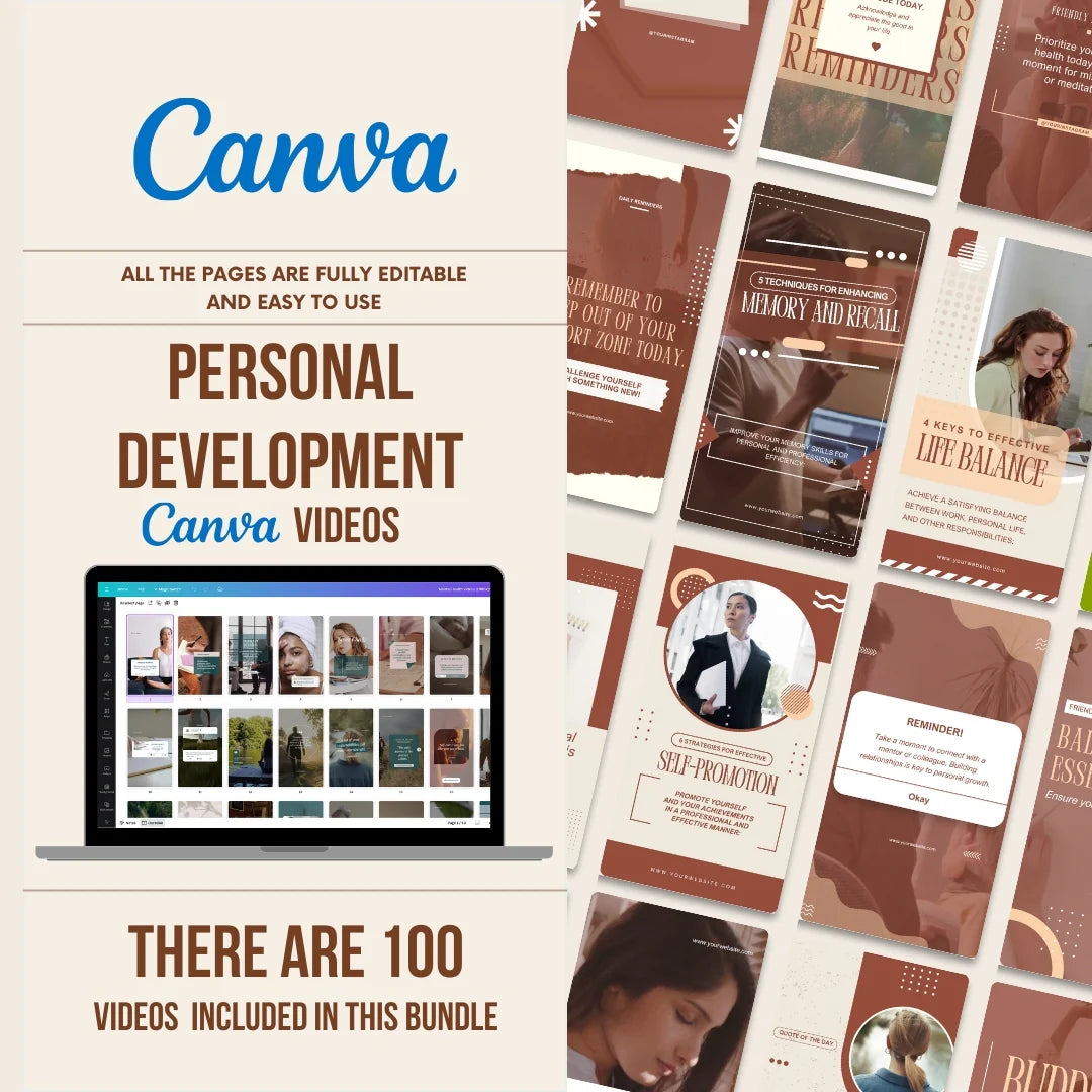 100 Personal Development Video Templates Bundle