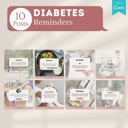 100 Diabetes Posts - Canva Templates