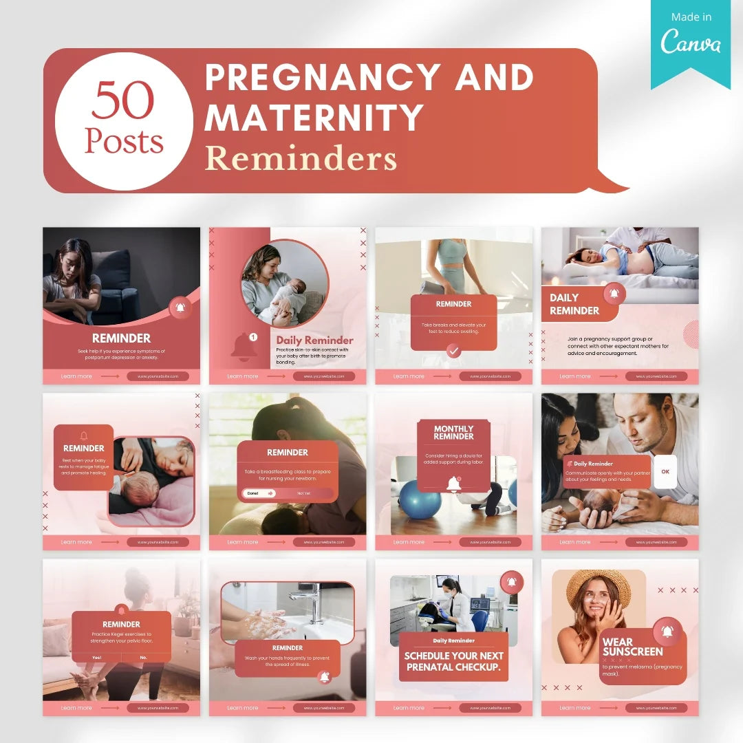 500 Pregnancy and Maternity Posts - Canva Editable Templates