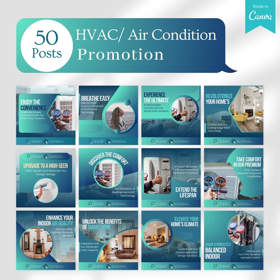 410 HVAC/Air Conditioning - Social Media Canva Templates