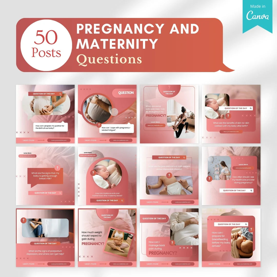 500 Pregnancy and Maternity Posts - Canva Editable Templates