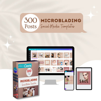 300 Microblading Posts - Social Media Canva Templates