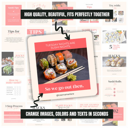 300 Sushi Posts - Social Media Templates