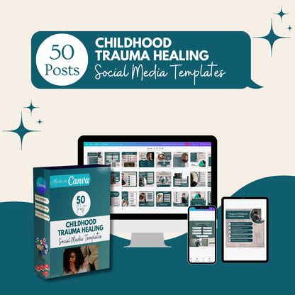 50 Childhood Trauma Healing Canva Templates