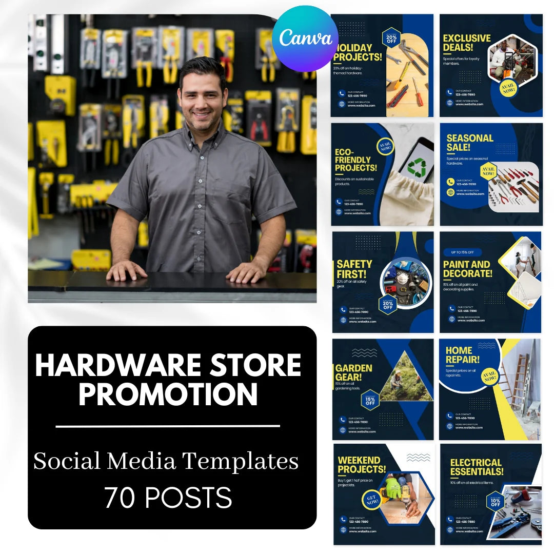 70 Hardware Store Promotion Canva Templates