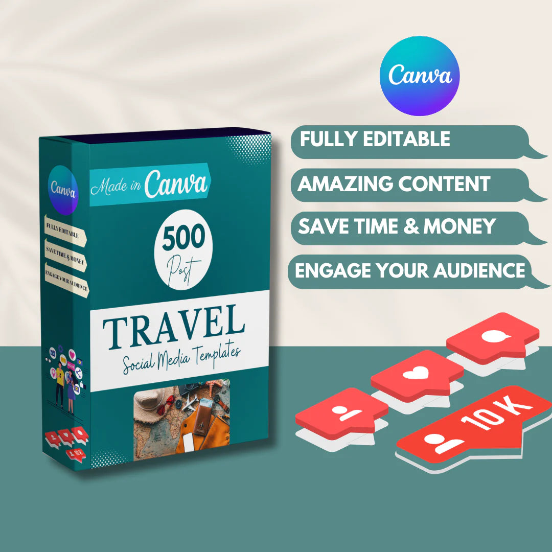 500 Travel Agency Posts - Social Media Templates