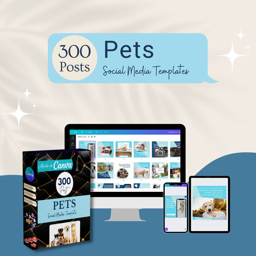 300 Pets Posts - Social Media Templates