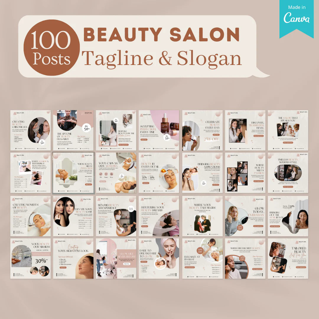 600 Beauty Salon Posts- Social Media Templates