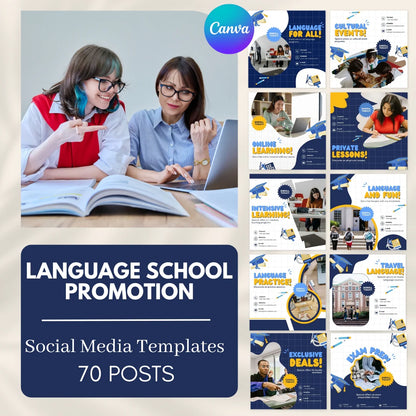 70 Language School Promotion Canva Templates