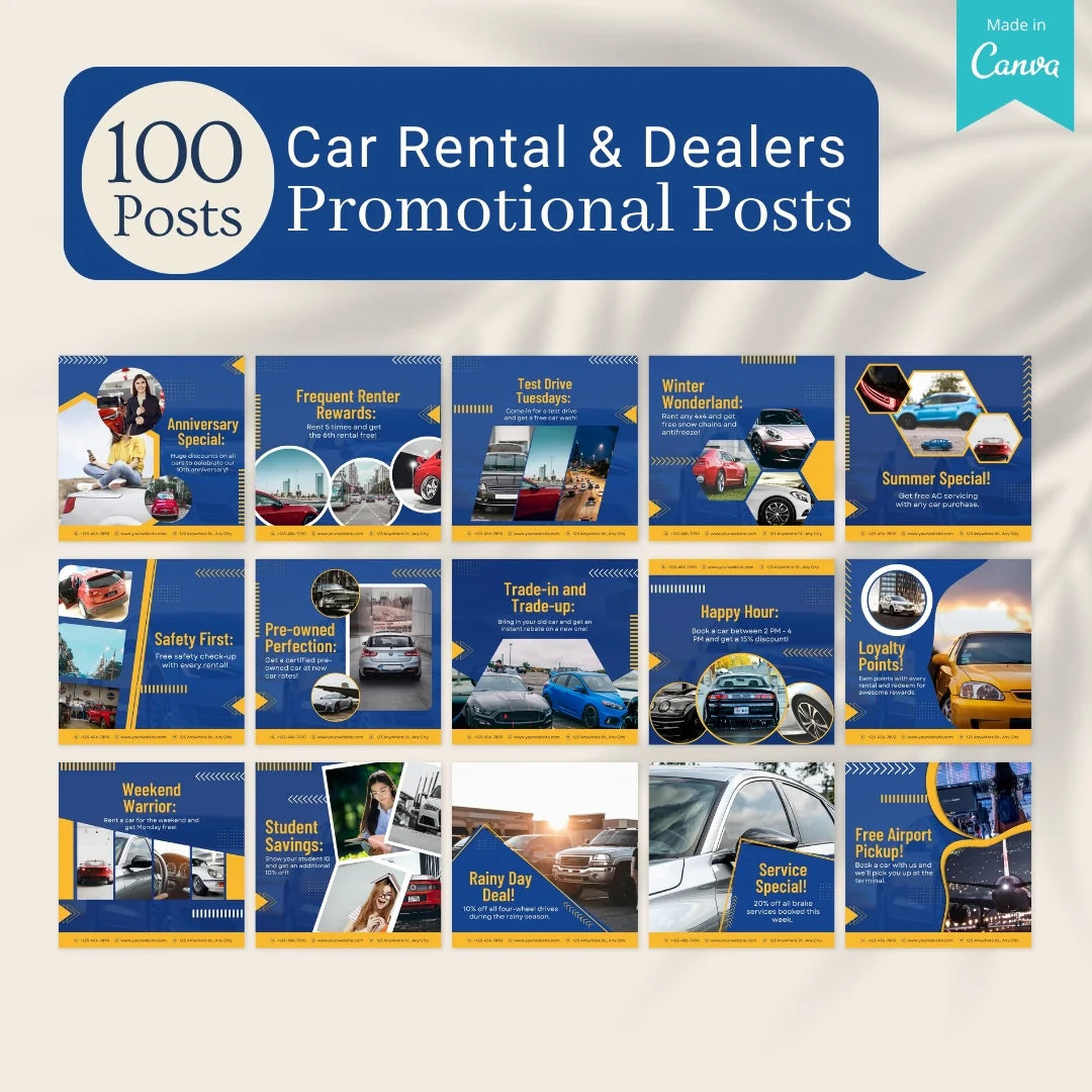 500 Car Rentals & Dealers Posts - Social Media Templates