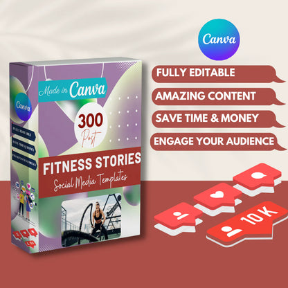 300 Fitness Stories Posts - Social Media Templates