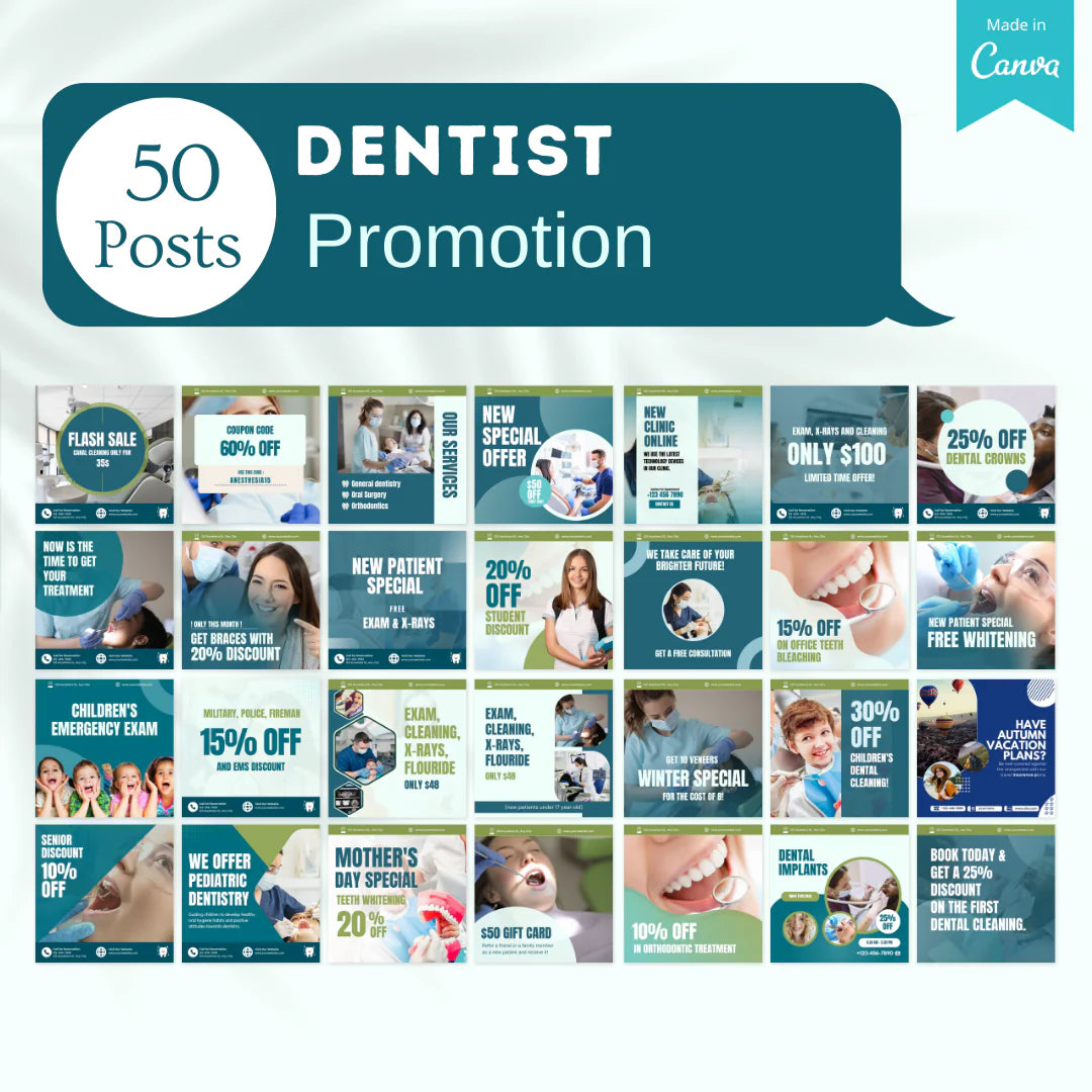 450 Dentist Posts - Social Media Templates