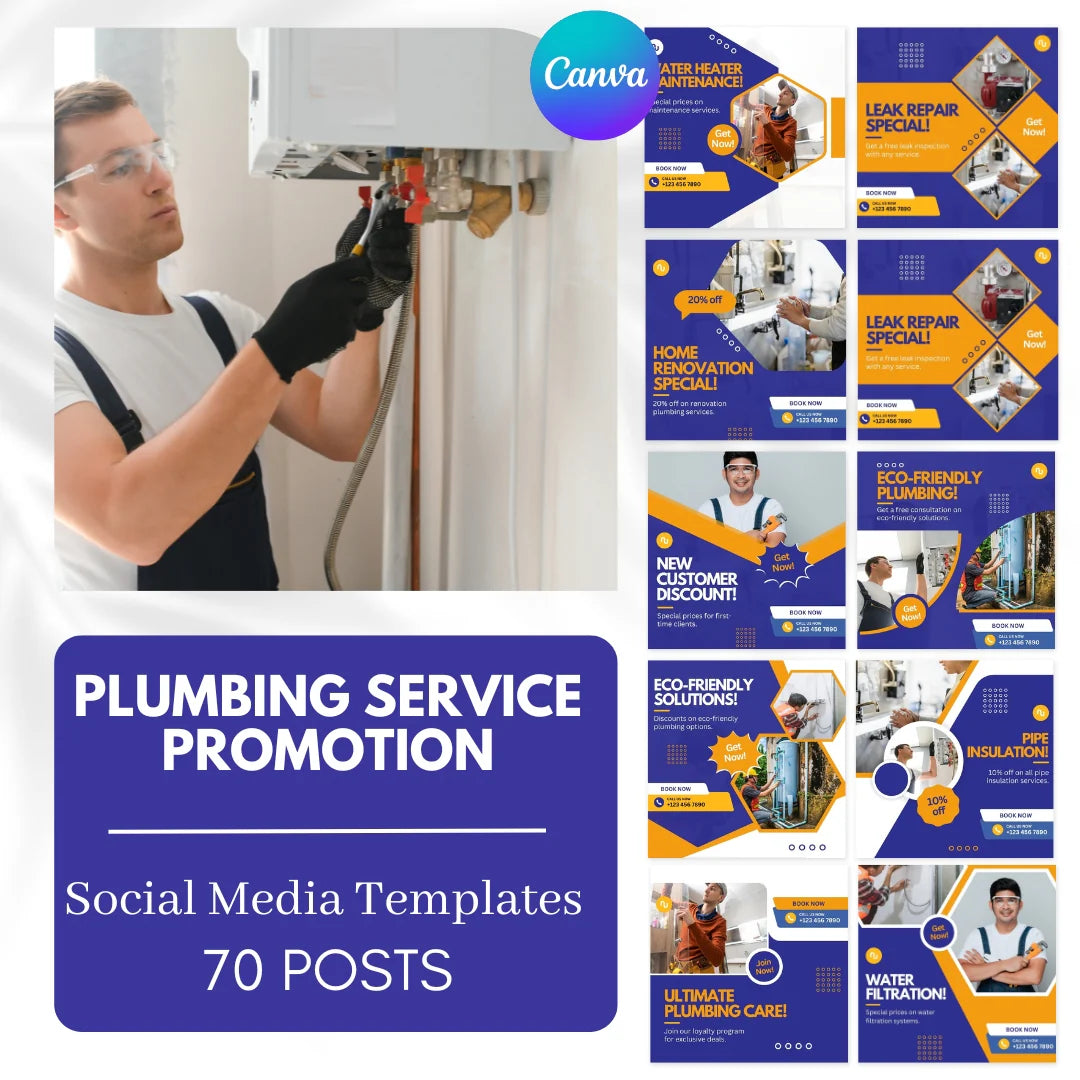 70 Plumbing Service Promotion Canva Templates